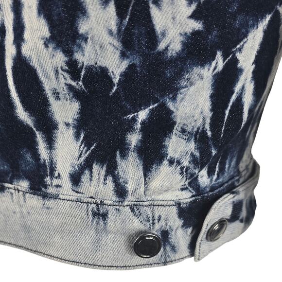 Good American Cropped Blue Tie Dye Denim Jeans Women's Jacket 0 - Picture 4 of 6